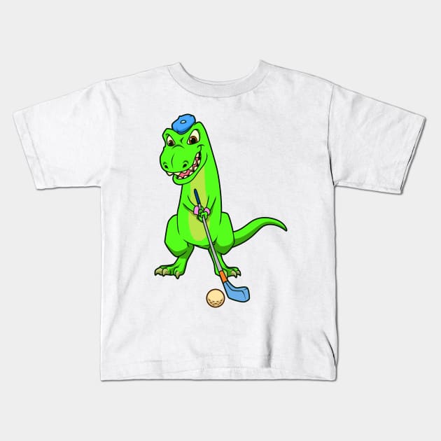 Cartoon dinosaur playing golf - golfer Kids T-Shirt by Modern Medieval Design